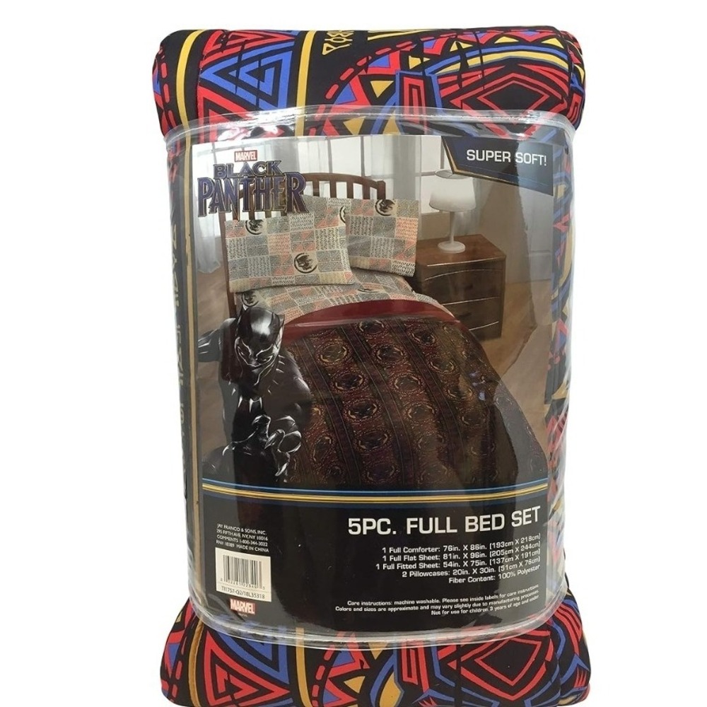 Marvel Black Panther 5 Pc Full Comforter Set Sheets Pillowcases Bed Set NEW
